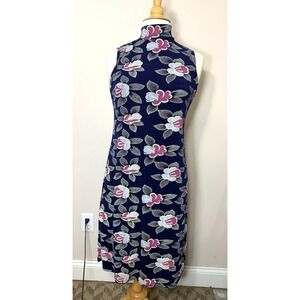 CITI DRESS Womens 8 Sleeveless Midi Floral Print High Neck Stretch USA Made Vntg